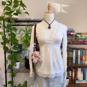 Y2K Wet Seal Babydoll Beaded Sequin Fairy‎ Top Womens Small Coquette 2000s